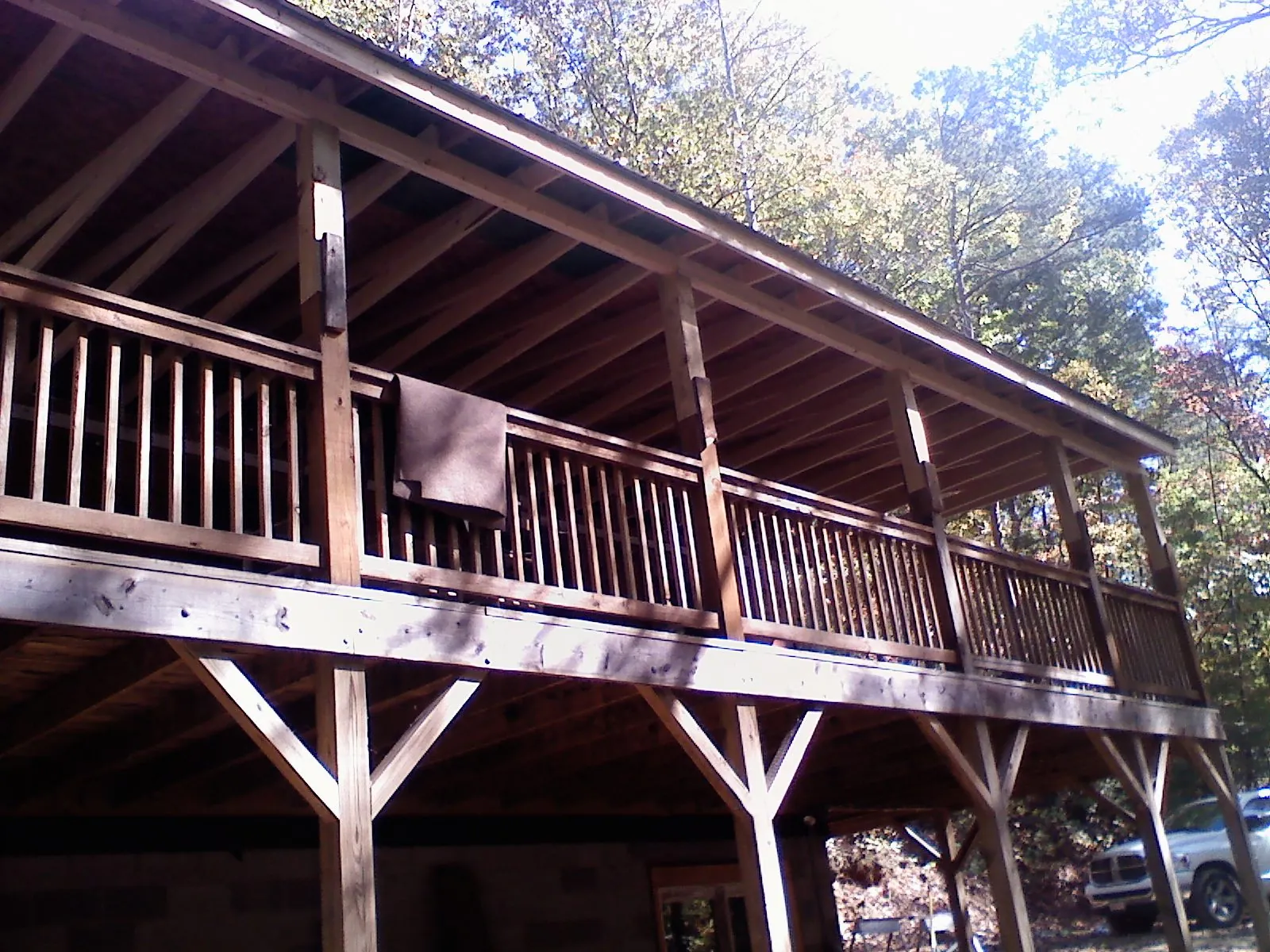 Timber framing under a new elevated porch and deck — Roof Leak Repair in Manning by Roofing Brothers